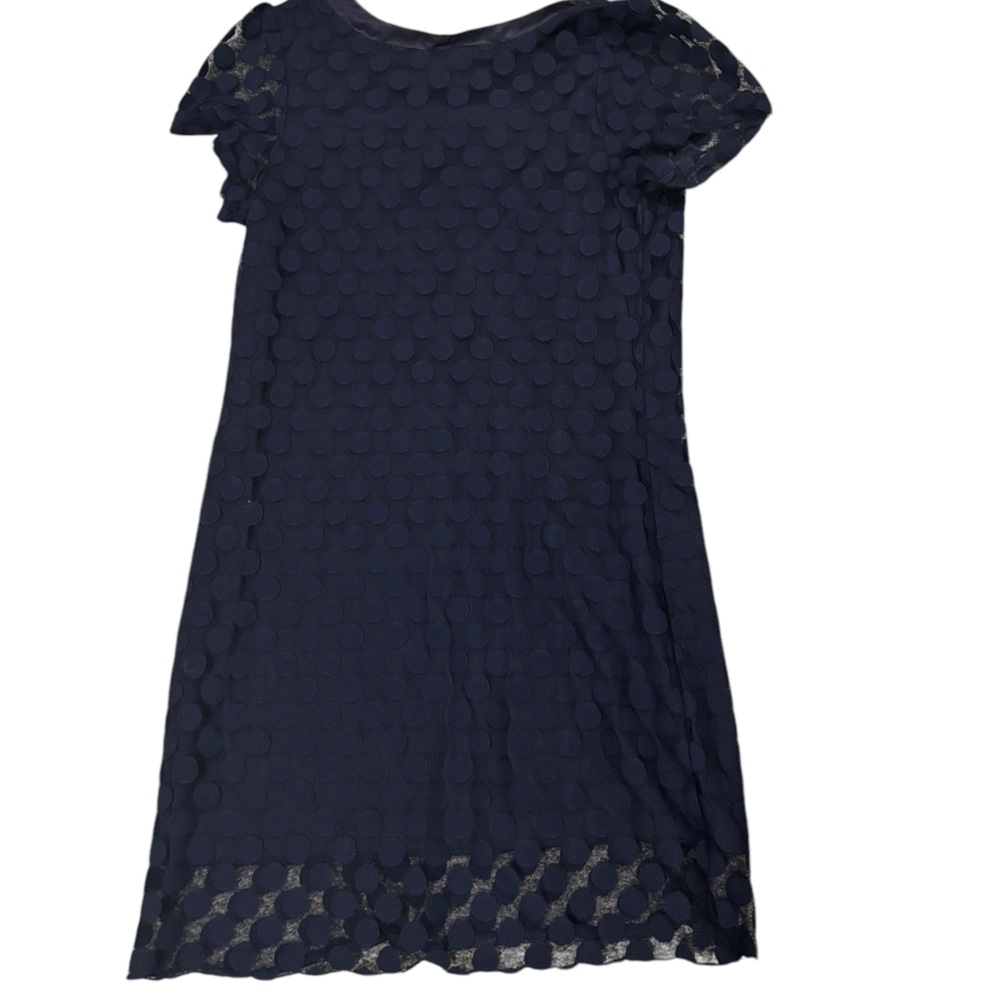 En Focus Navy Blue Polka Dot Women's A-Line Dress-size large - Picture 6 of 7